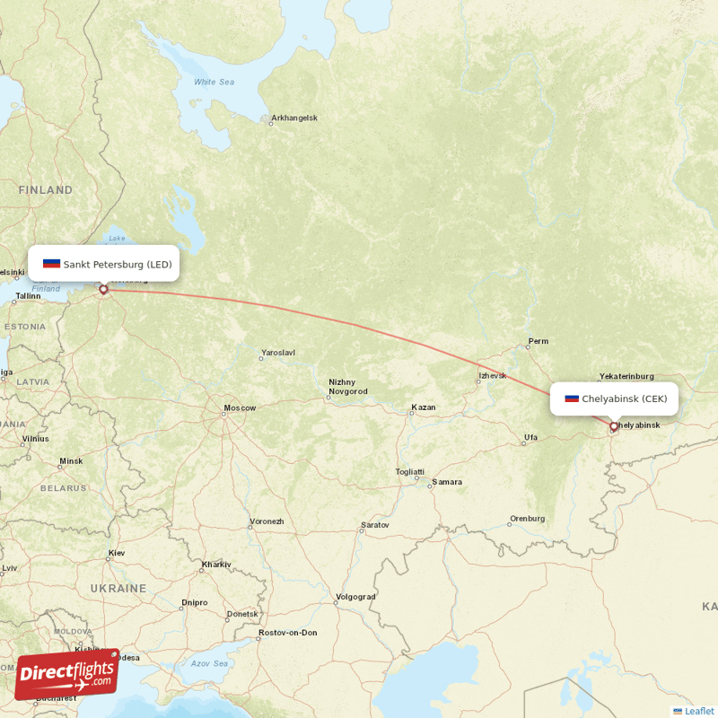 Direct Flights From Saint Petersburg To Chelyabinsk LED To CEK Non