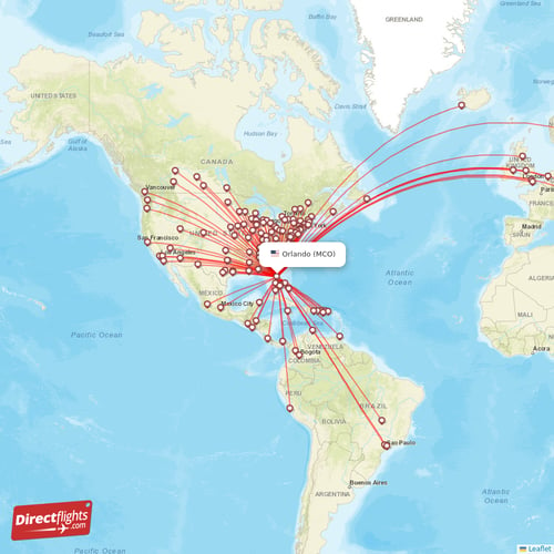 Direct flights from Orlando - 151 destinations - MCO, USA ...