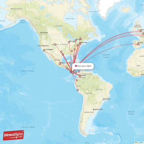 Direct Flights From San Jose 46 Destinations Sjo Costa Rica 9463