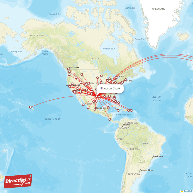 Direct flights from Austin 97 destinations AUS, USA