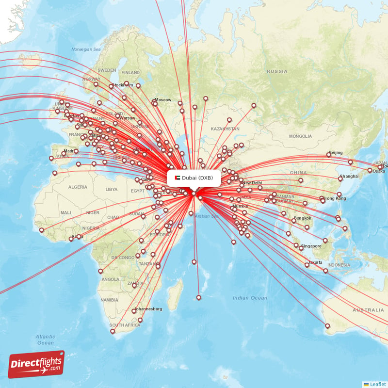 Direct flights from Dubai - 247 destinations - DXB, United Arab ...