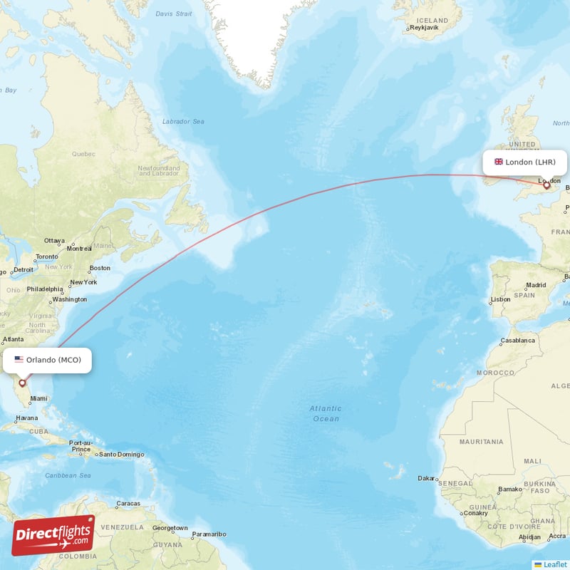 Direct flights from London to Orlando, LHR to MCO nonstop